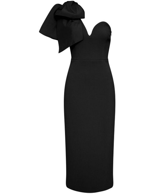 Rebecca Vallance Black Anais One-shoulder Midi Dress