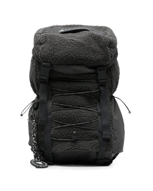 Adidas By Stella McCartney Black Fleece-Texture Buckle-Fastening Backpack