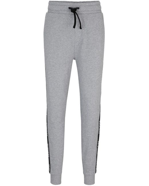 Pantalon de jogging en coton à bande logo HUGO pour homme en coloris Gray