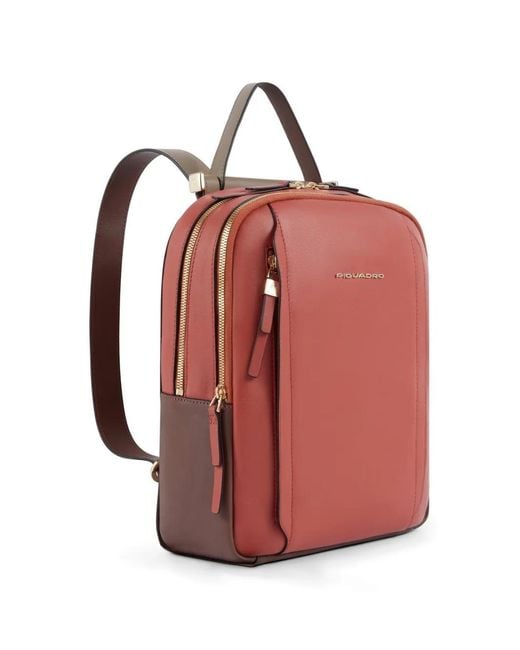 Piquadro Pink Leather Backpack