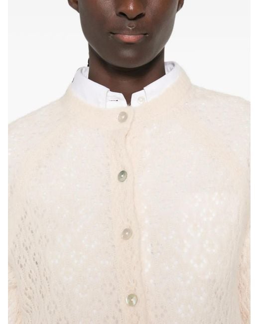 Doen White Petra Pointelle-Knit Cardigan