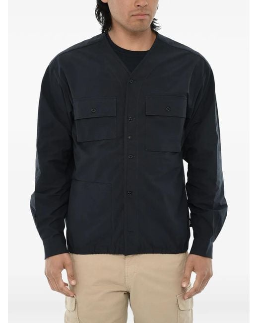 Woolrich Blue V-Neck Button-Up Jacket for men