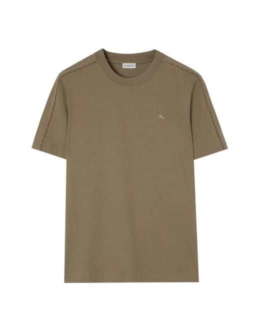 Burberry Green T-Shirt En Coton À Carreaux for men