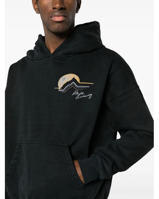 Rhude Black Awakening Graphic-Print Cotton Hoodie for men