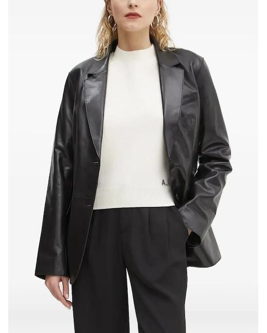 Stand Studio Leren Blazer in het Black