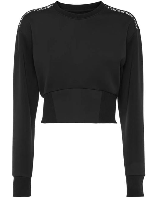 Philipp Plein Black Cropped Panelled Sweatshirt