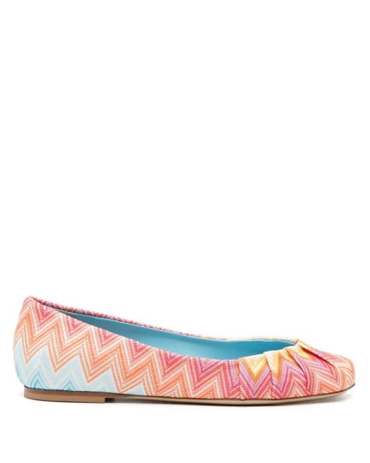 Missoni Pink Iris Wave-knit Ballerina Shoes