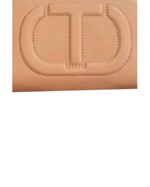 Twinset Brown Tassel-Detail Logo-Embossed Shoulder Bag