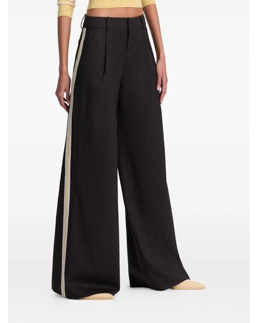 Alice + Olivia Black Pantalon Eric À Rayures Latérales