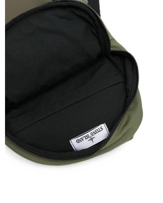 Stone Island Green Logo-Patch Panelled Backpack for men