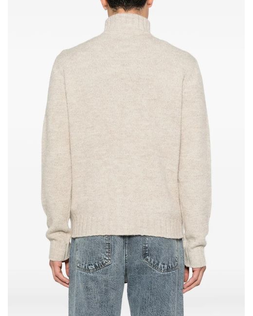 Corneliani White Cable-Knit Zip-Up Sweater for men
