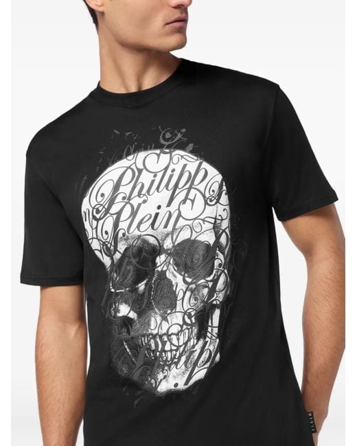Philipp Plein Black Coursive T-Shirt for men