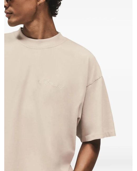 Represent Natural Script Logo-Embroidered T-Shirt for men