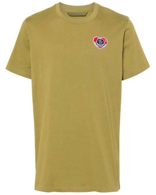 Moncler Heart T-Shirt mit Logo-Patch in Yellow für Herren