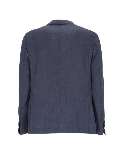 L.b.m. 1911 Blue Herringbone-Pattern Blazer for men