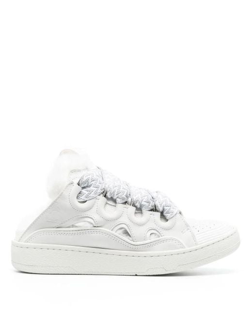 Lanvin Curb Sneakers Met Open Rug in het White