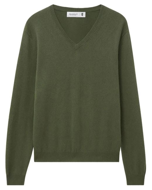 Pringle of Scotland Green V-Neck Cashmere Jumper for men