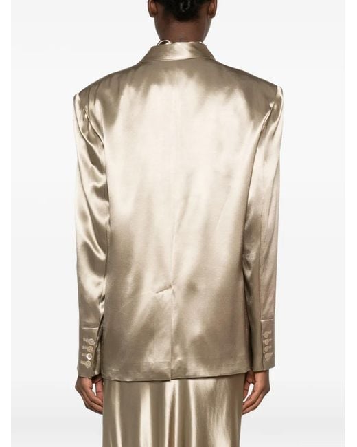 Erika Cavallini Semi Couture Natural Double-Breasted Satin Jacket