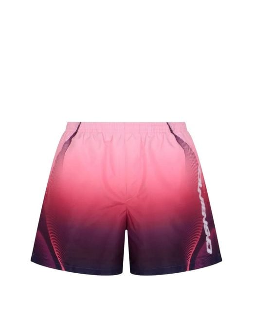 Casablanca Pink Stretch Swim Shorts With Patterned Panel for men