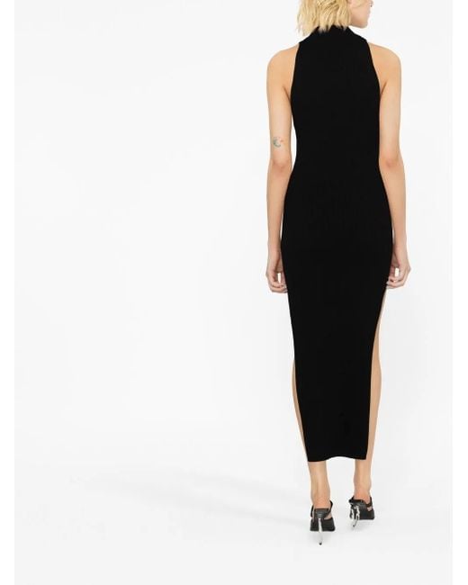 Courreges Black Cut-Out Ribbed Midi Dress
