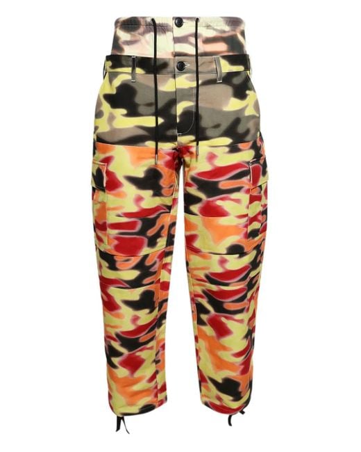 Bluemarble Orange Triple Cargo Camouflage Trousers for men
