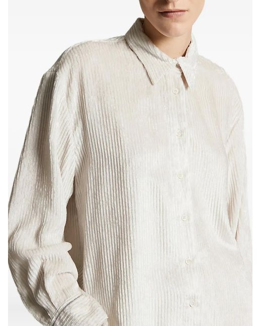 Peserico Button-Down Blouse Met Geribbelde Textuur in het White