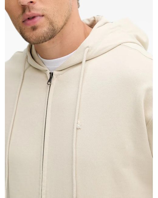 Benetton Natural Zip-Up Drawstring Hoodie for men
