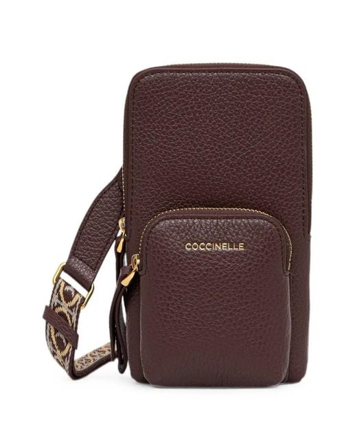 Coccinelle Purple Mini Pixie Pebbled Leather Phone Bag