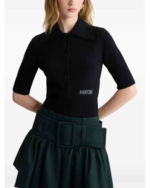 Polo Con Applicazione Logo di Patou in Black