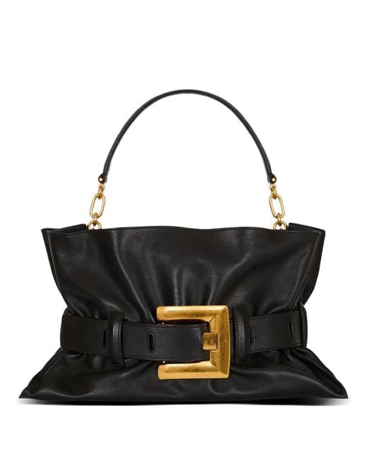 Balmain Black "Anthem" Medium Calfskin Shoulder Bag