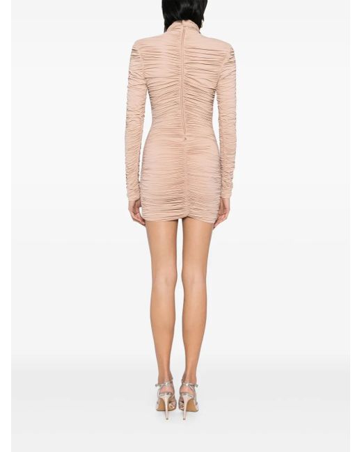 Elisabetta Franchi Mini-Jurk Met Ruches in het Natural
