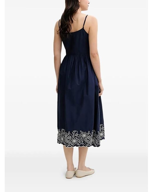 Benetton Blue Embroidered Midi Dress