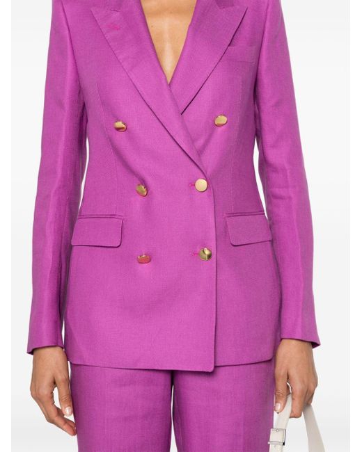 Tagliatore Purple Doppelreihiger Anzug aus Leinen