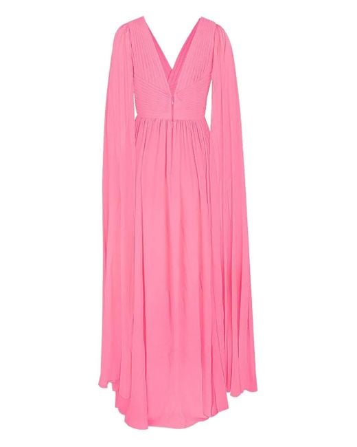 Elie Saab Pink Pleated Cape Dress