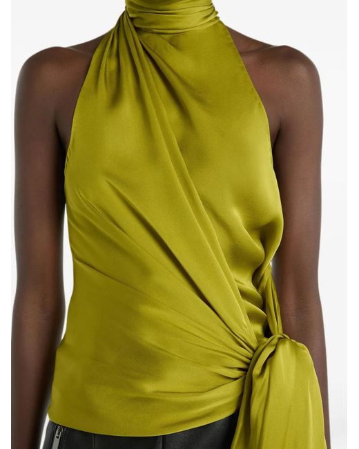 Balmain Yellow Open-Back Silk Chiffon Top