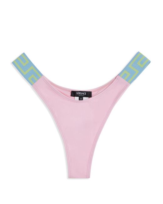 Versace Pink Greca Border Low-rise Bikini Bottoms