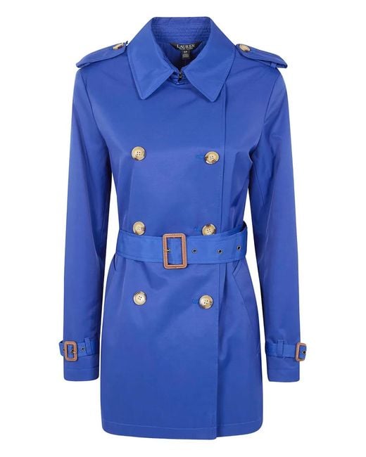 Ralph Lauren Blue Button Belted Coat