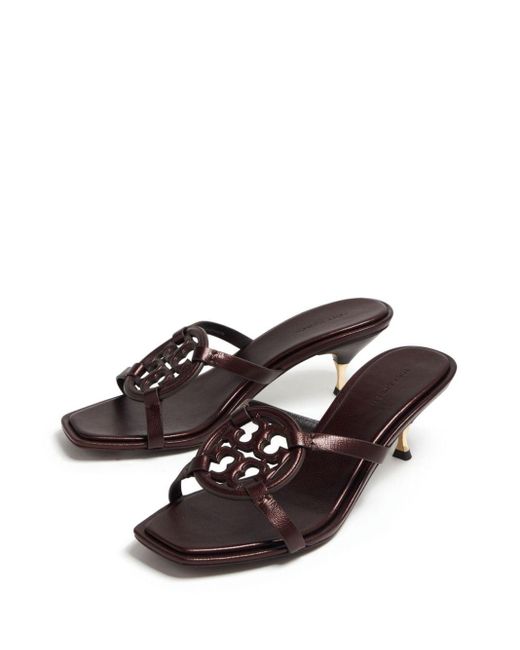 Tory Burch Brown Double T Mules 55mm
