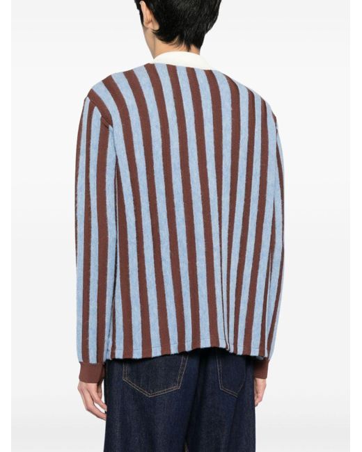 Maison Kitsuné Blue Logo-appliqué Striped Polo Shirt for men