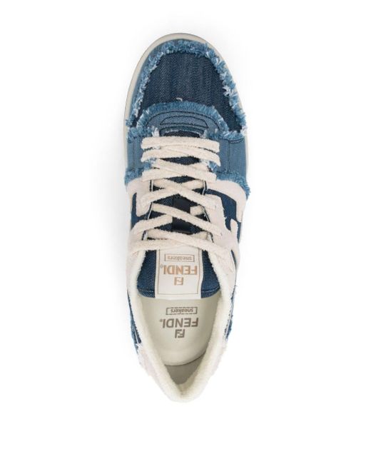 Fendi Blue Match Denim Sneakers for men