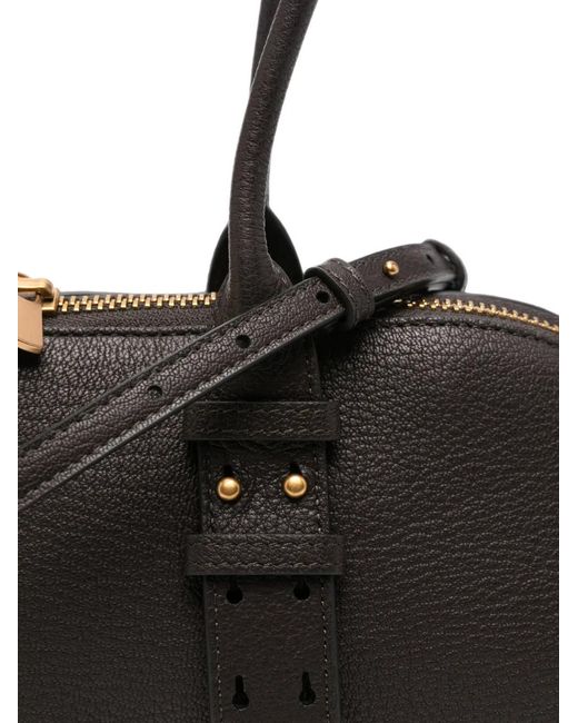 Pinko Black Big Bowling Horizontal Leather Tote Bag