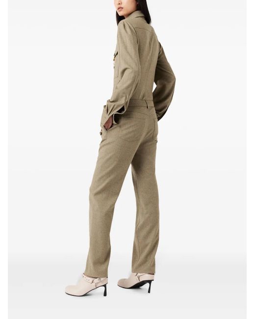 Stella McCartney Natural Hardware-Detail Flannel Wool Trousers