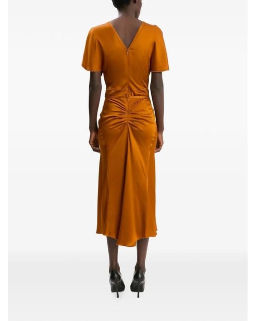 Victoria Beckham Orange Midi Bela Skirt