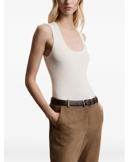 12 STOREEZ White Ribbed Tank Top