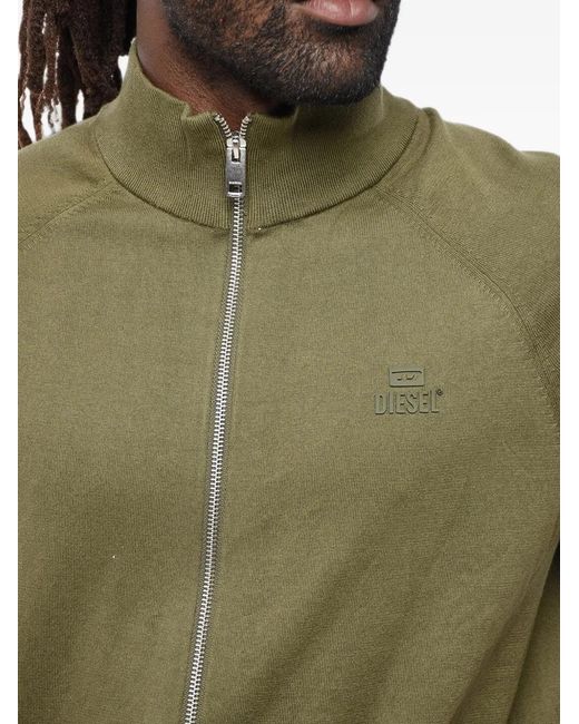 DIESEL Green Long-Sleeve Zip-Fastening Cardigan for men