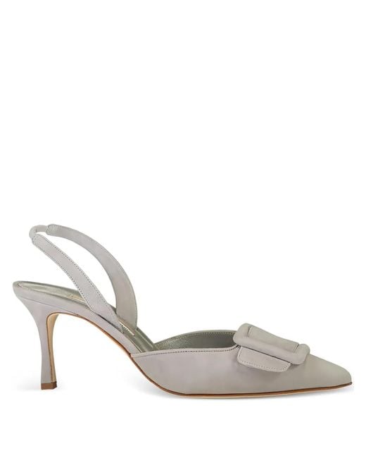 Manolo Blahnik Metallic 70Mm Maysli Slingback Pump