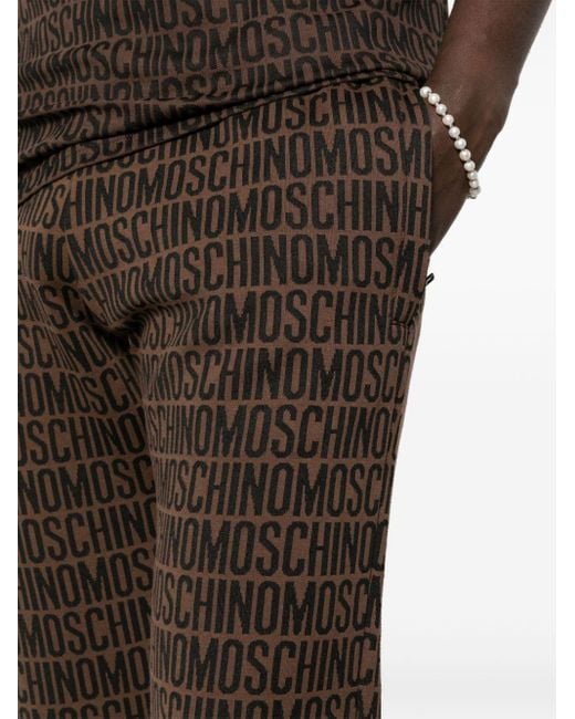 Pantaloni sportivi con logo jacquard di Moschino in Brown da Uomo