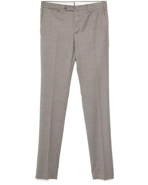 PT Torino Gray Slim-Cut Trousers for men