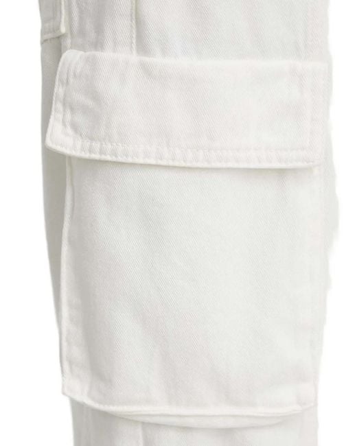 Benetton White Wide-Leg Cargo Jeans