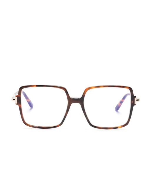 Tom Ford Brown Tortoiseshell-Effect Square-Frame Glasses